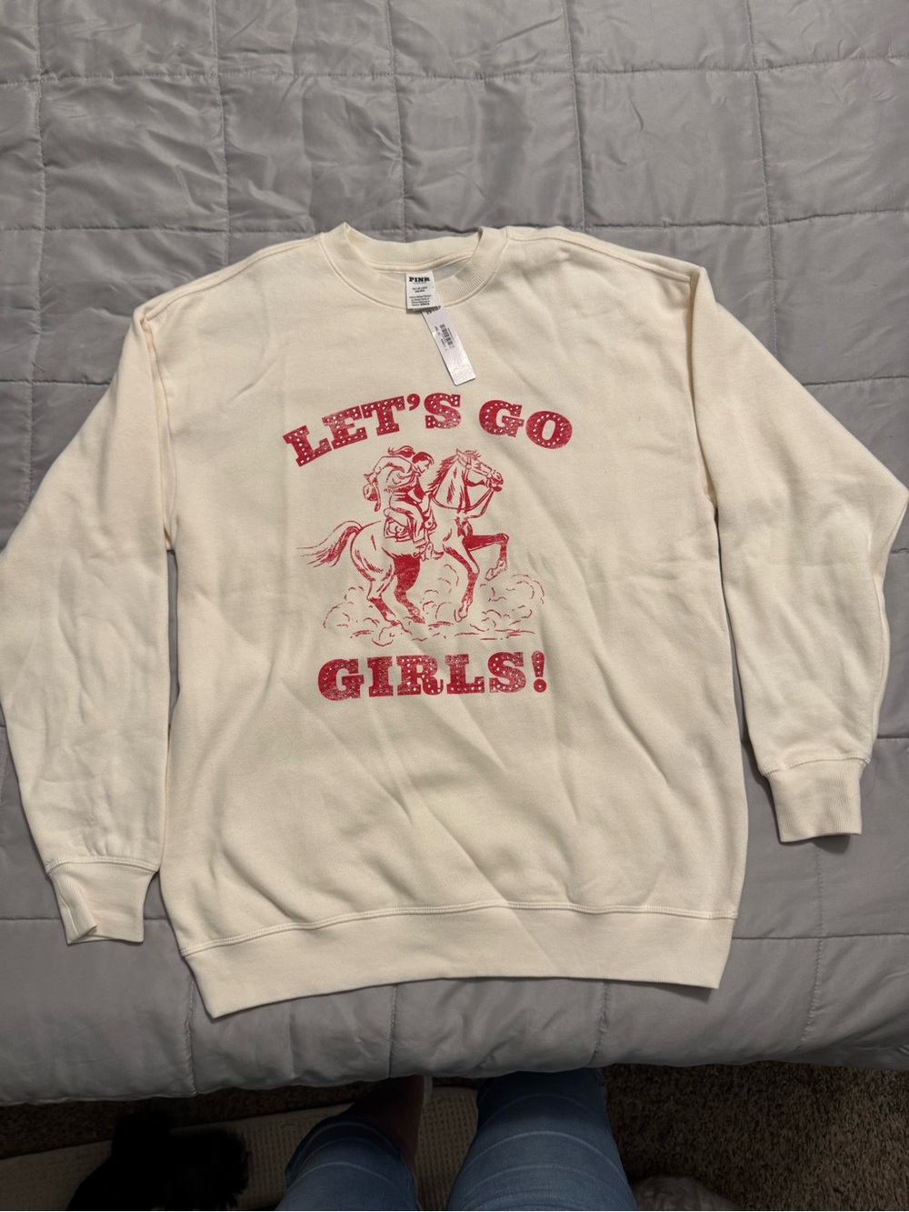 PINK Victoria's Secret Cream Crewneck Sweatshirt